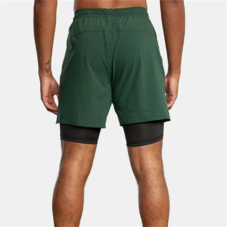 European Size Summer 2 in 1 Athletic Shorts Men's Training Quick Dry Breathable Stretch Shorts Elastic Waist Casual Pants