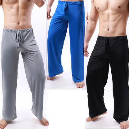 Ice Silk Men Pajama Pants Thin Long Pants Men See Through Sleeping Pants Bottoms Homewear Men Pyjamas Pajamas Home Pants