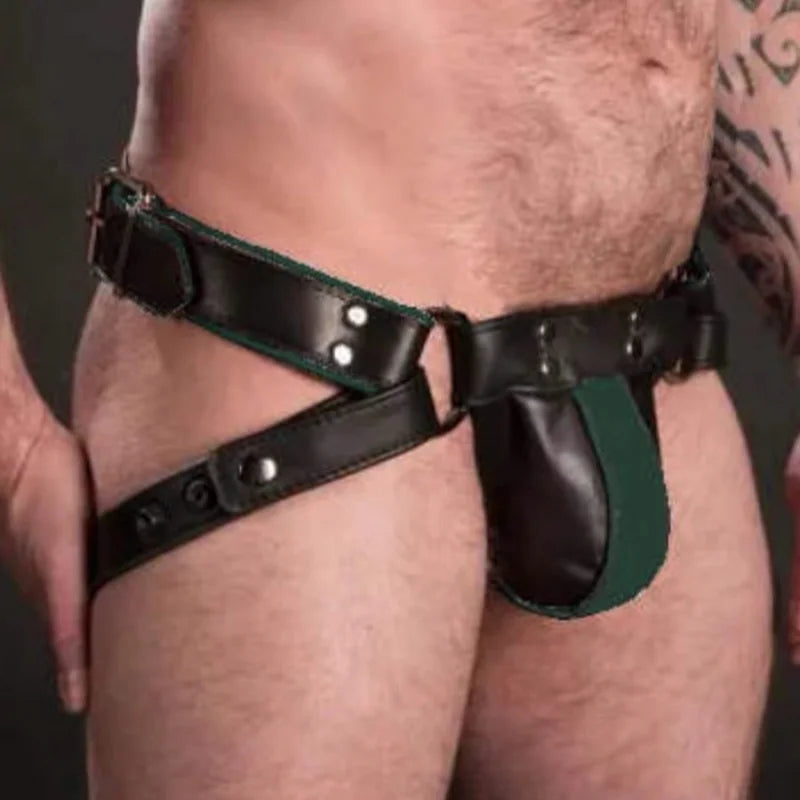 2024 Sexy Lingerie Mens Jockstrap Exotic pants Leather Harness Sexy Lingerie BDSM Bondage Fetish Gays Hombre Stage Nighclubwear