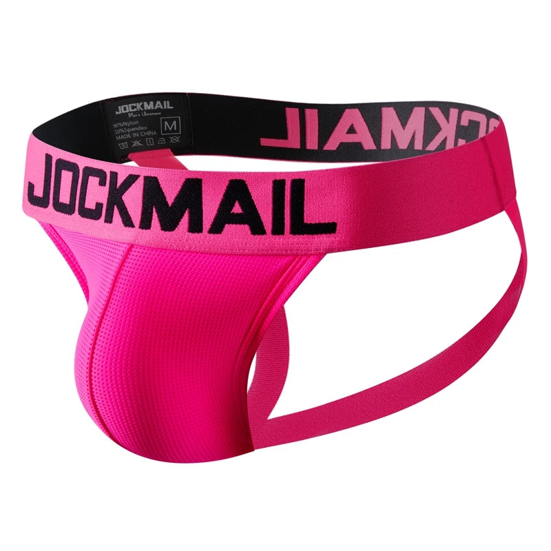 Jockmail Men Underwear Thong Jockstrap Backless Breathable Mesh Cuecas Gay Jock Strap Homme Slip Erotic String Homens Tangas