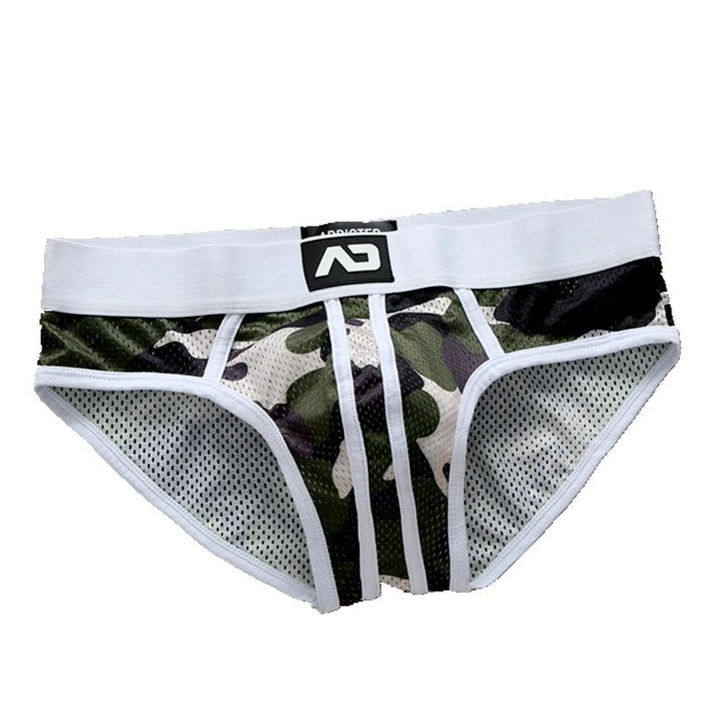 Men's nylon mesh breathable cool camouflage panties addicted youth briefs