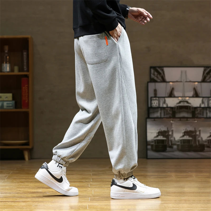 New Spring Harem Pants Men Casual Pants Comfortable Cotton Fabric Solid Sweat Trousers Straight Streetwear Oversize Size 8xl