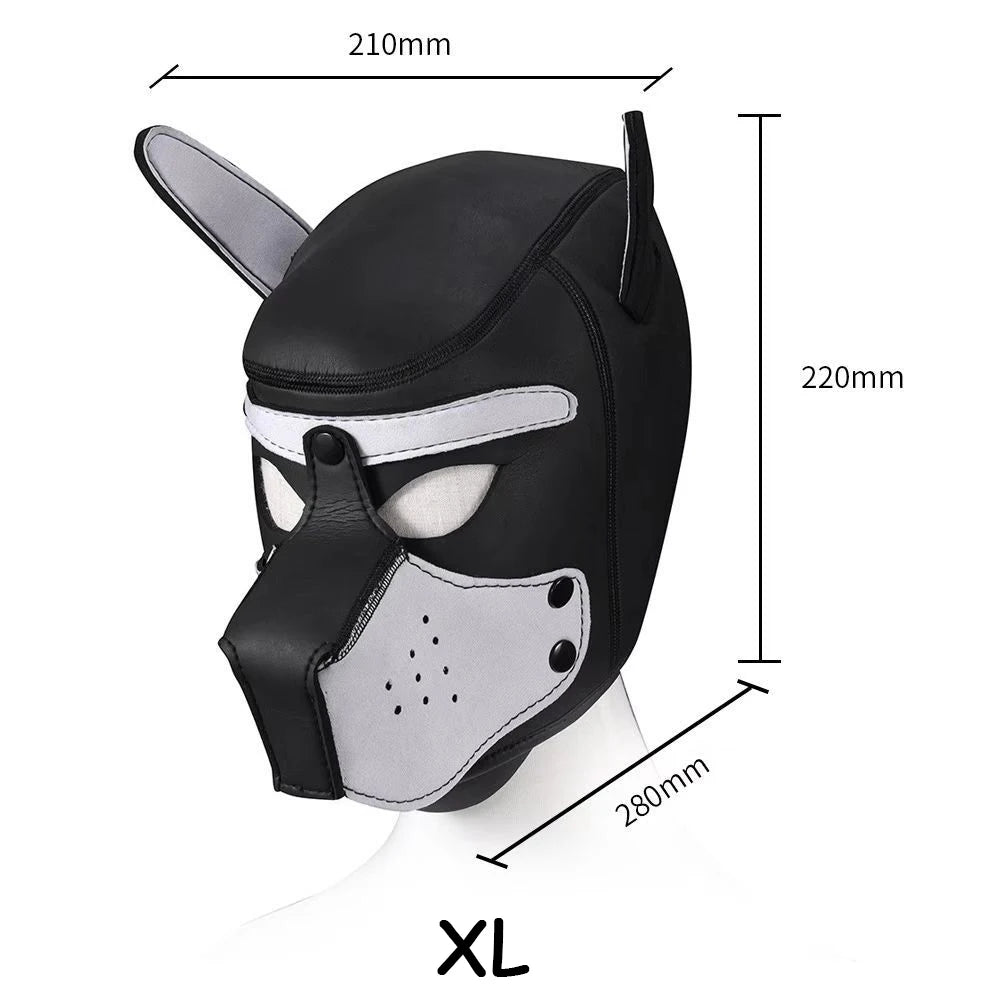 XL Code Brand New Increase Large Size Puppy Cosplay Padded Rubber Full Head Hood Mask with Ears for Men Women Dog Role Play