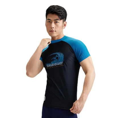 SABOLAY Men Elastic Short Sleeves Swimwear Rashguard Surf Diving Swimsuit Spearfishing Kitesurf Rash Guard Dry