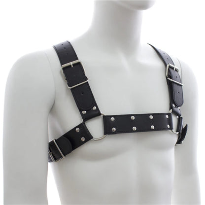 Sexual Men's Leather Chest Harness Belts Fetish Gay BDSM Bondage Clothes Punk Rave Goth Man Harness Tops Male Straps Lingerie