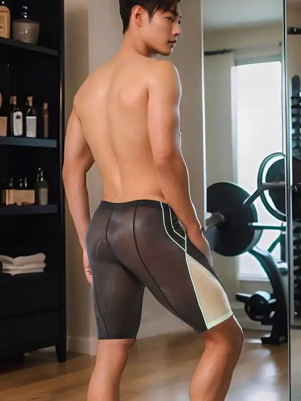 Sexy Sheer Men Elastic Underwears Sports Sexy See Through Ultra Thin Shorts Briefs