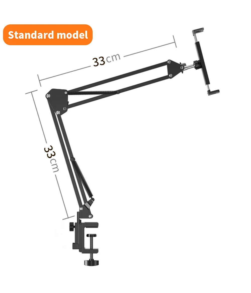 Universal Tablet Stand Clip Lazy Bracket Flexible Articulating Aluminum Arm Phone Mount Tablet Holder For All 4-11 Inch Device