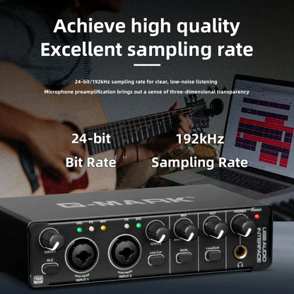 Audio Interface G-MARK BGM 4 Sound Card AD Converter With Monitoring Electric Guitar Live Recording For Studio Singing Podcast