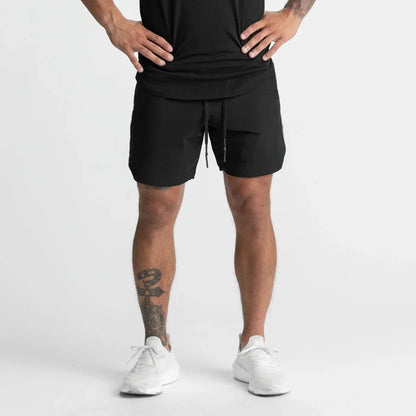 Crazy Muscle Men's Shorts Single-layer Woven Quick-drying Solid Color Running Fitness Sports Casual American Five-point Pants