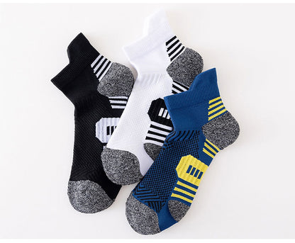 3Pair Professional Fitness Sports Socks Towel Bottom Non-Slip Running Socks Men Women Short Quick-Drying Basketball Training Sox