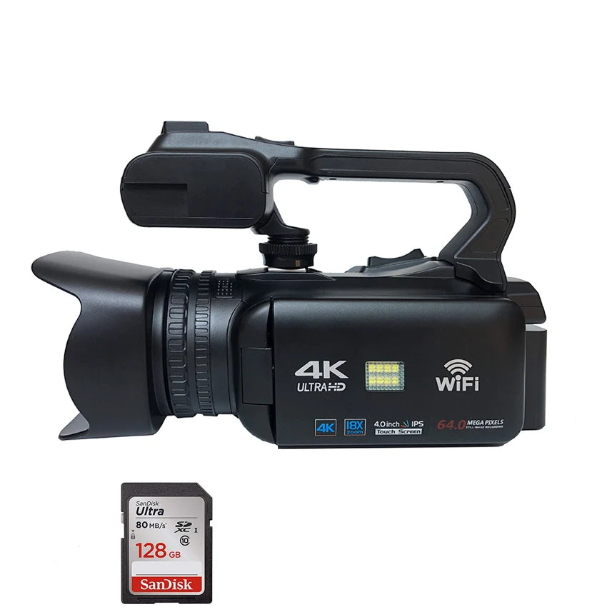 2024 Best Gift Ultra HD 64MP WIFI 4K Camcorder Video Camera for YouTube Live Streaming 18X Digital Zoom