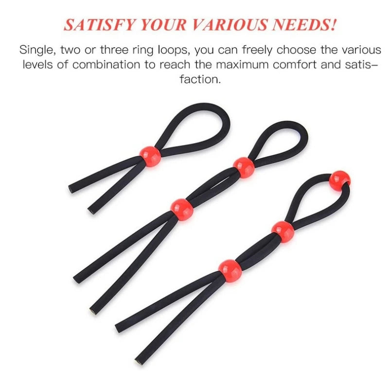 Adjustable Penis Ring Rope Beads Sperm Ring Assist Erection Silicone Ejaculation Delay Cock Scrotum Ring Man Lasting Cock Ring