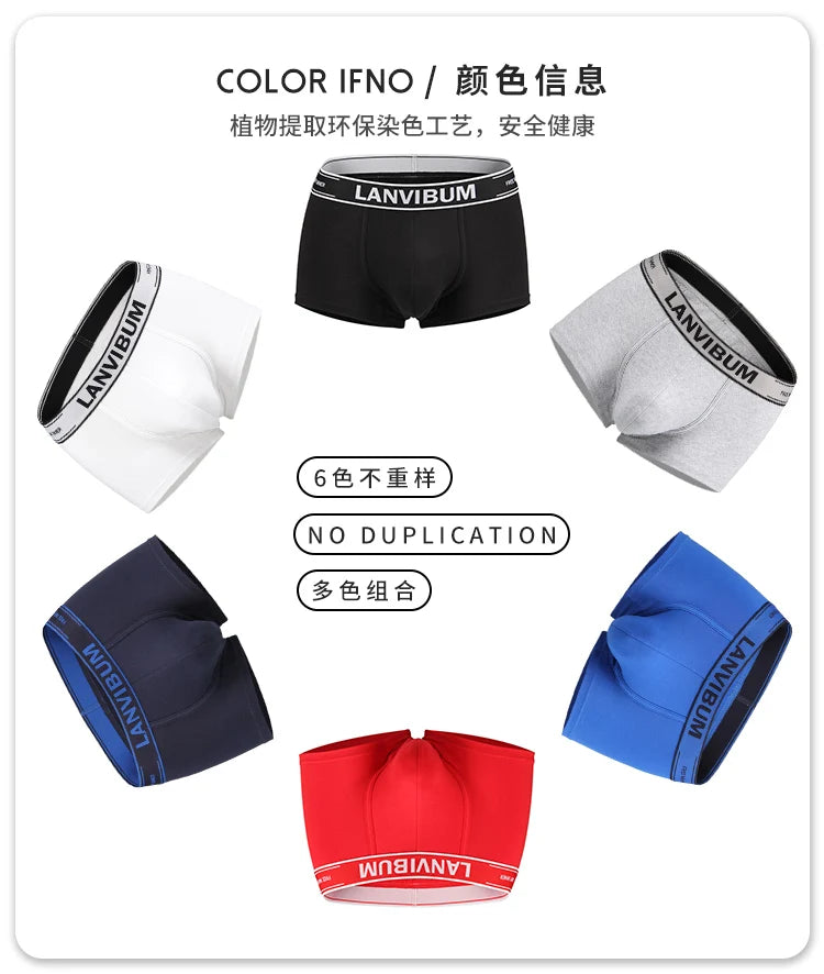 3pcs/lot men's cotton boxer shorts, youth breathable and sexy boxer shorts, sports trendy design underwear