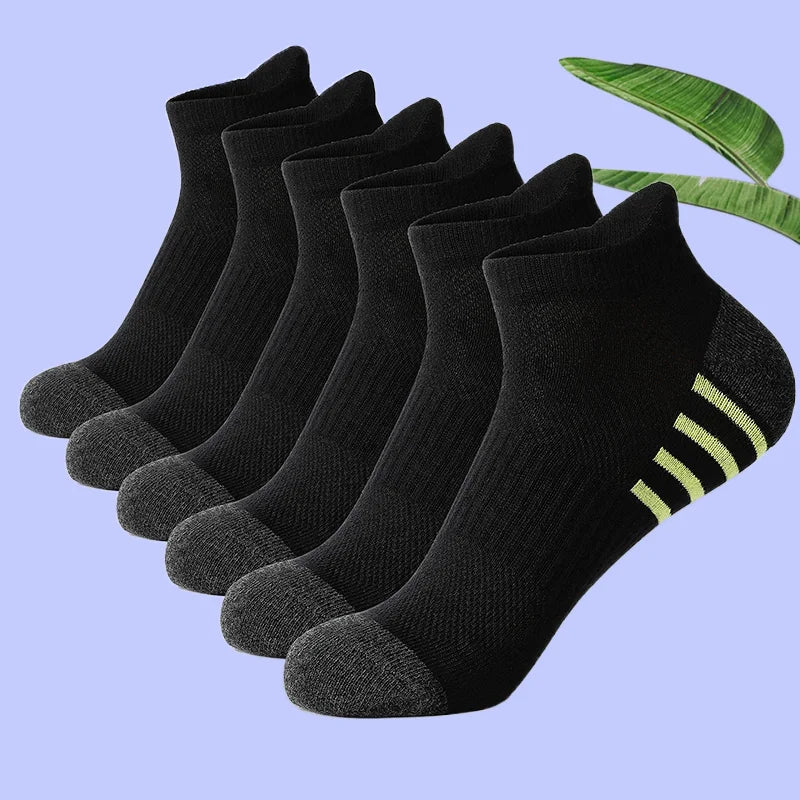 6/12 Pairs 2024 New High Quality Cotton Socks Men Women Sports Solid Color Short Socks Breathable Mesh White Black Ankle Socks