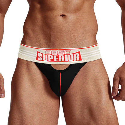 Jockstraps Men Gay Cotton Open Back Mens Underwear Thong Hole Comfortable Sexy Mens G-Strings Breathable Sissy Panties