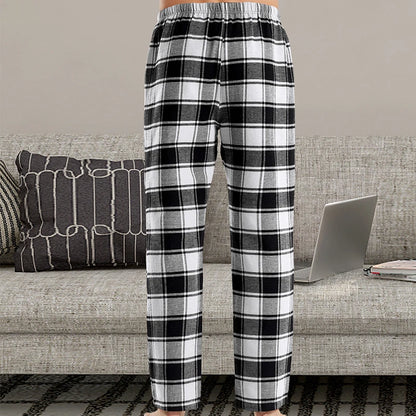 New men's plaid pajamas home loose casual pants fashion casual plaid pajama pants soft and comfortable elastic waistband