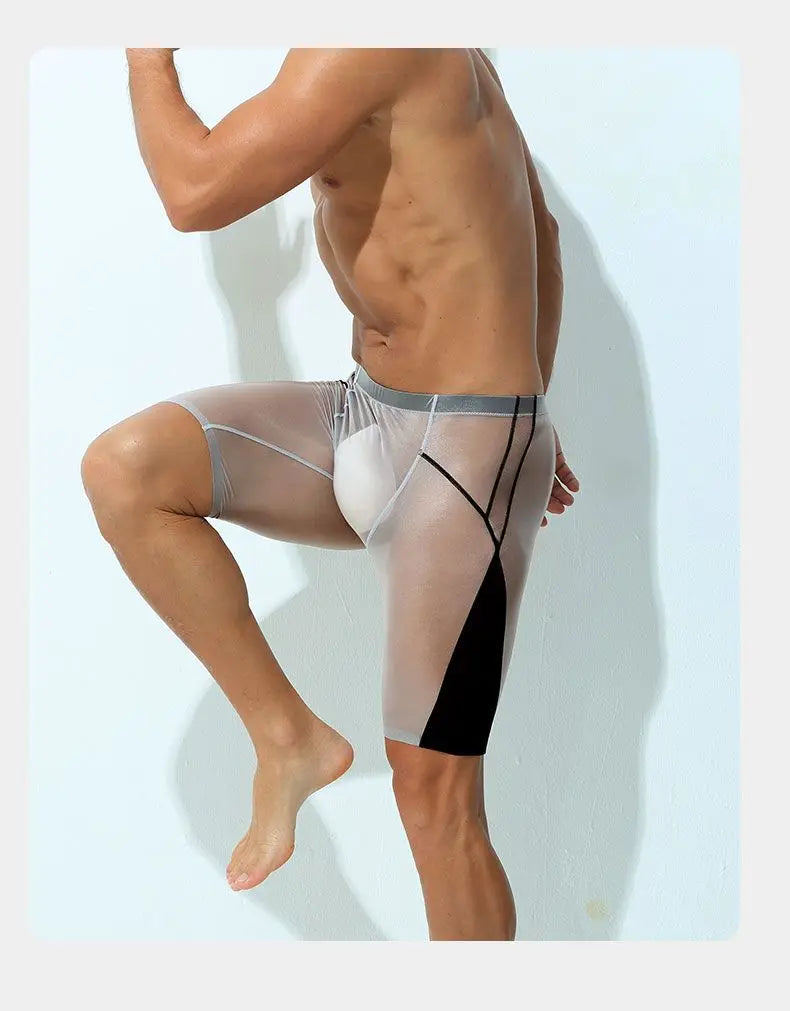 Sexy Sheer Men Elastic Underwears Sports Sexy See Through Ultra Thin Shorts Briefs