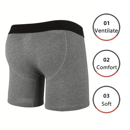 Men Sports Boxers Underwear Underpants Letters Wide Band Gray Black M L XL Breathable Ventilate Fashion Fitness