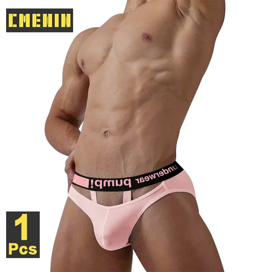 CMENIN Modal Men's Panties Sexy Double Stripe Cutout Briefs Male Gay Bikini Jockstrap Underpants Sissy Man Slip Underwear Briefs