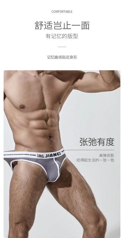 Mens Sexy Underwear Gay Sexy Briefs Transparent Man Underwear Slip Breathable Silky Quick-Drying U-convex Pouch Underpants Thong