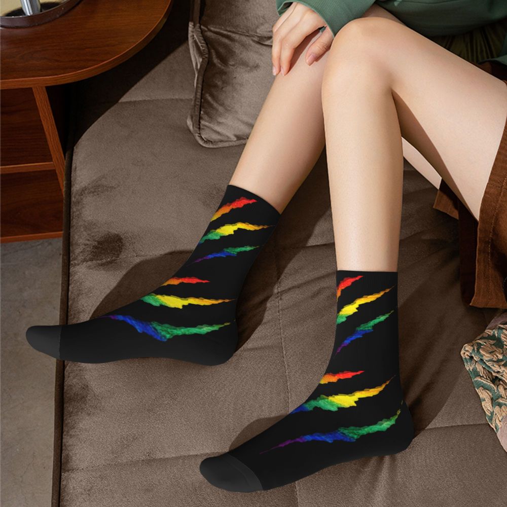 Gay Bear Paw Flag GLBT Mens Crew Socks Unisex Fun LGBT Lesbian Spring Summer Autumn Winter Dress Socks