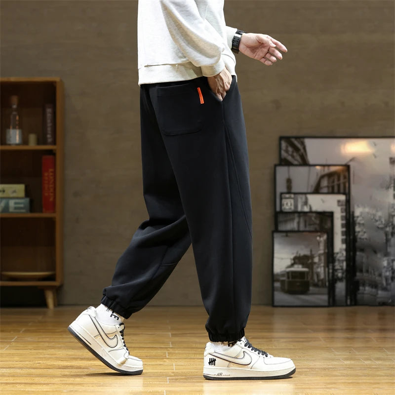 New Spring Harem Pants Men Casual Pants Comfortable Cotton Fabric Solid Sweat Trousers Straight Streetwear Oversize Size 8xl