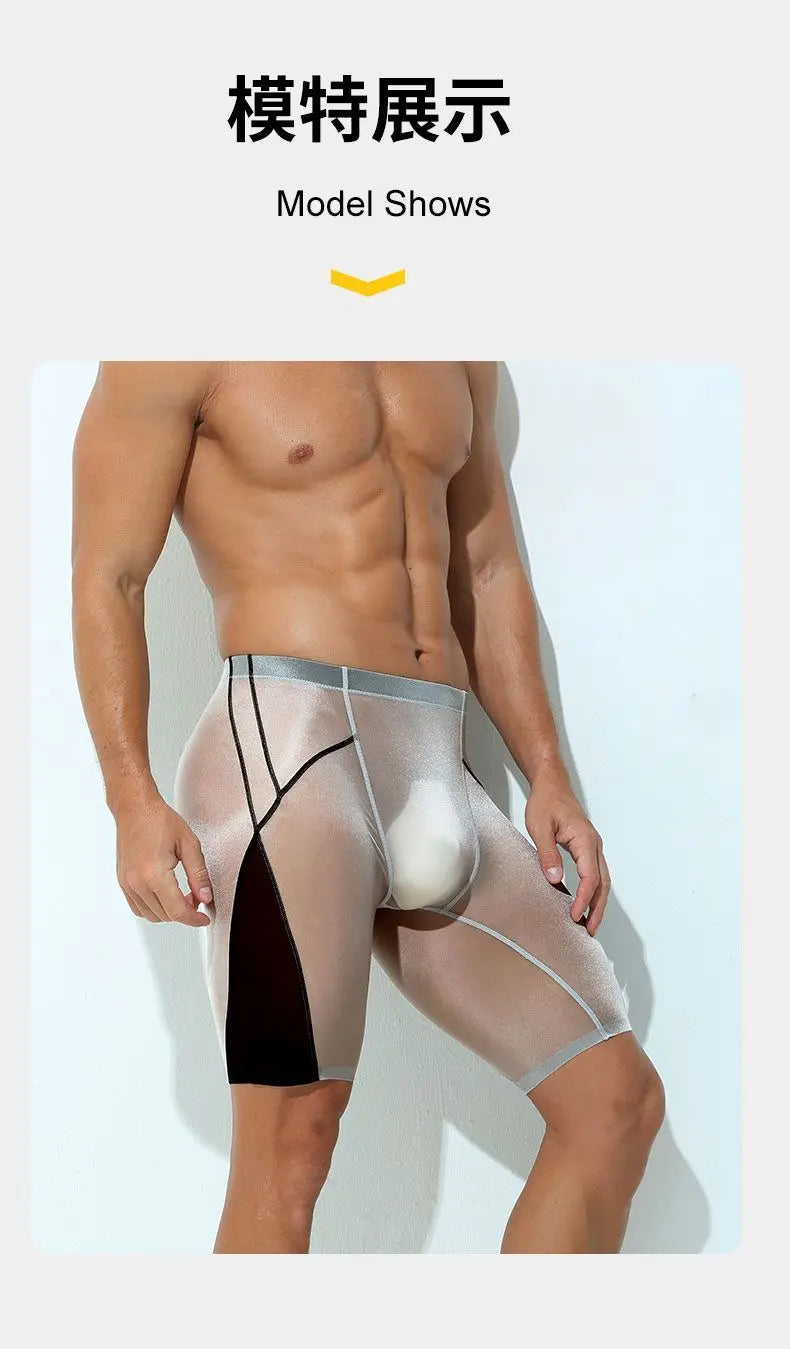 Sexy Sheer Men Elastic Underwears Sports Sexy See Through Ultra Thin Shorts Briefs