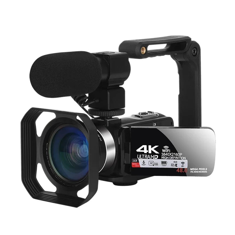 4K Professional Video Camera 48MP Ultra HD WiFi Vlog Live Stream Camera for YouTube 18X Digital Zoom 3.0" Touch Screen Camcorder