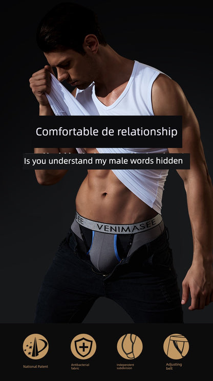 Patent Spermatic Vein Men Qu Zhang Underwear Scrotal Support with Function Boxers Adjustable Lift Pouch Bullet Separation