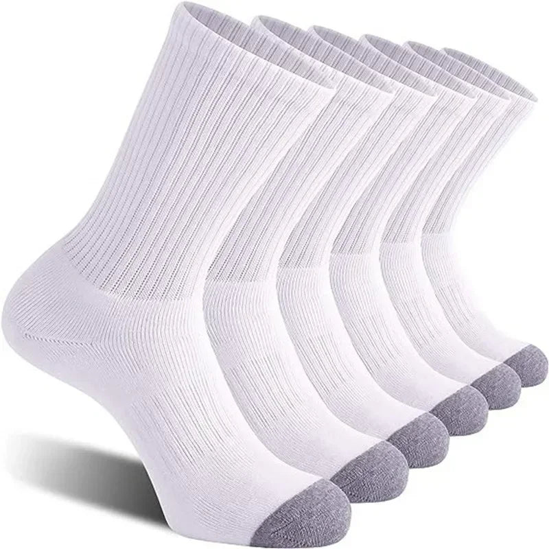 10 Pairs Plus Size Men Crew Socks EUR 39-47 High Tube Cotton Sports Socks Runing Football Soccer Athletic Socks White Black