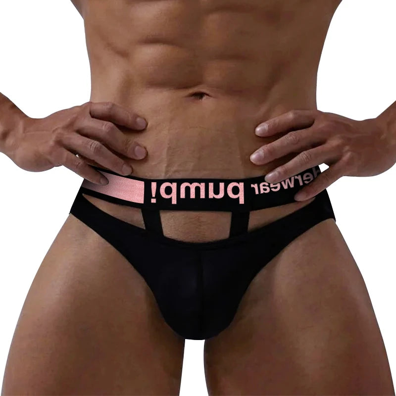 CMENIN Modal Men's Panties Sexy Double Stripe Cutout Briefs Male Gay Bikini Jockstrap Underpants Sissy Man Slip Underwear Briefs