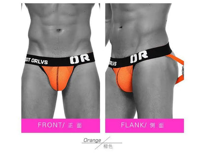 Men's Fashion mesh Solid Color Nylon T-back Thong - Sexy Lifted Butt, Trendy Athletic Style, Sensual Workout Underwear