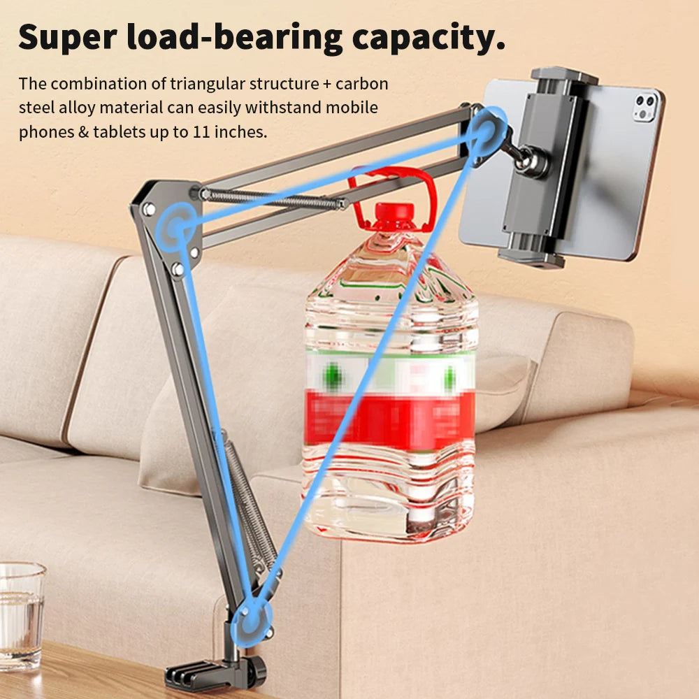 Universal Tablet Stand Clip Lazy Bracket Flexible Articulating Aluminum Arm Phone Mount Tablet Holder For All 4-11 Inch Device