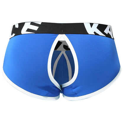 Men Underwear Open Front Back Boxers Breathable Solid Low Waist Underpants Soft and Comfortable Homme Shorts