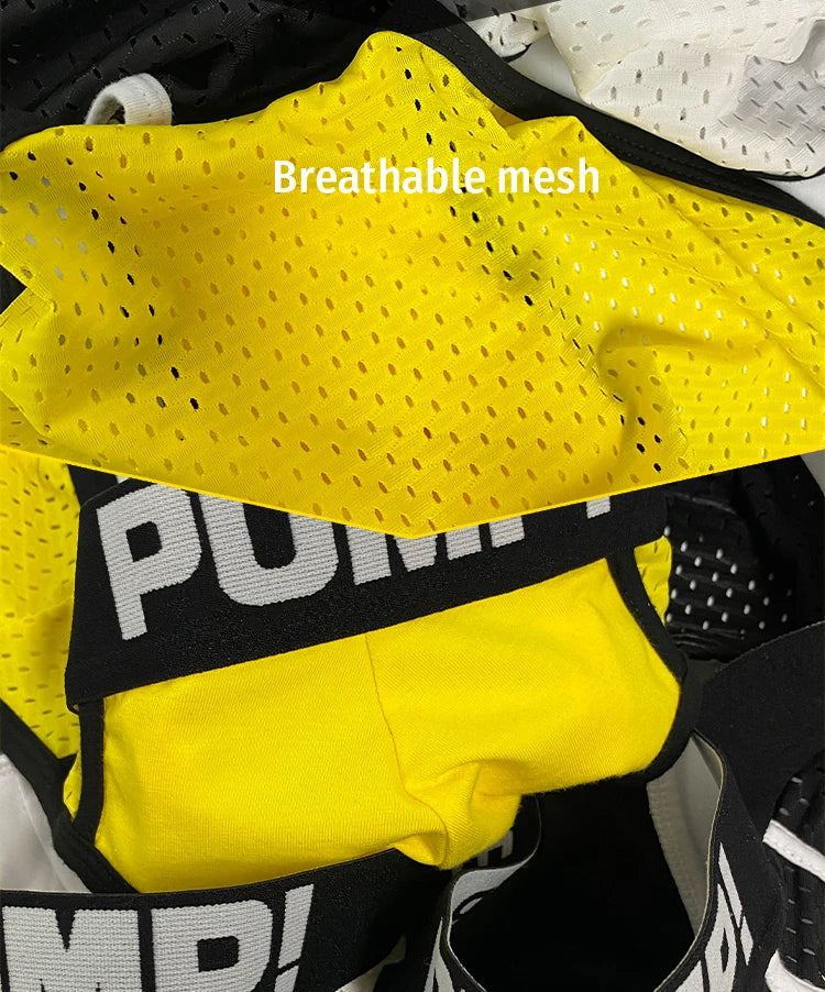 Mens Sexy Underwear Mesh Breathable Bikini Jockstraps Briefs Gay Sissy Panties Underpants Under Wear Calzoncillos Hombre