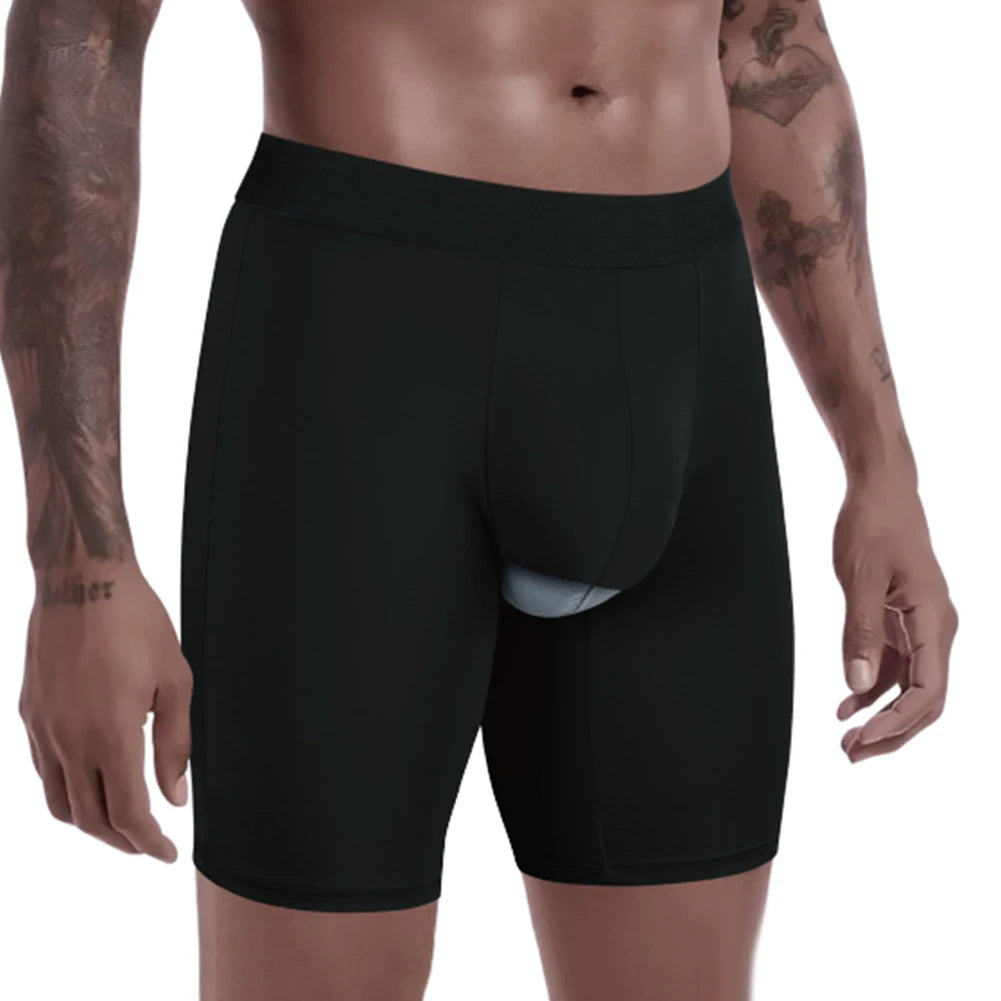 Men's Silk Separate Pouch Long Legs Underwear