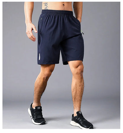 Summer Sports Shorts Men Sweatshorts Quick Dry Running Gym Beach Jogging Bottoms Men Fitness Training Pocket Zipper Shorts Pants