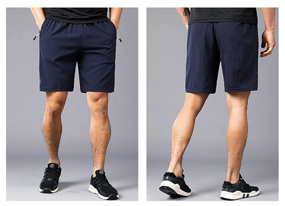 Summer Sports Shorts Men Sweatshorts Quick Dry Running Gym Beach Jogging Bottoms Men Fitness Training Pocket Zipper Shorts Pants