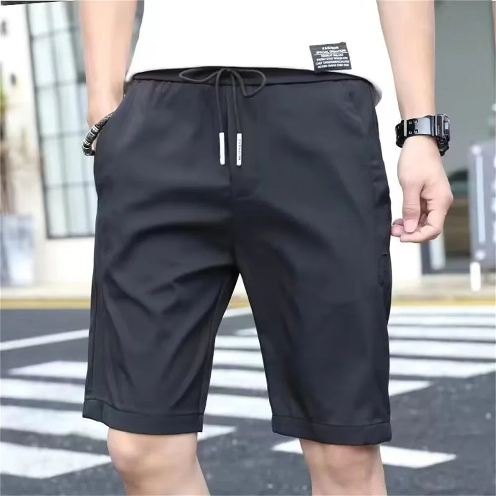 Fashion Shorts Men Pants Summer Beach Pants Casual Running Sports Shorts Streetwear Male Ice Silk Big Size Fitness Short Pants