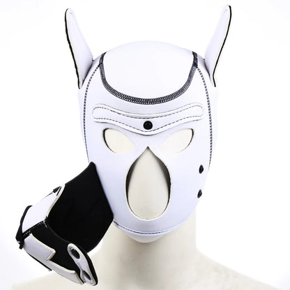 Cosplay Sexy Costumes of Men Women Latex Open Mouth Hole Dog Headgear Full Face Fetish Mask Hood for Halloween Pupply Play Party