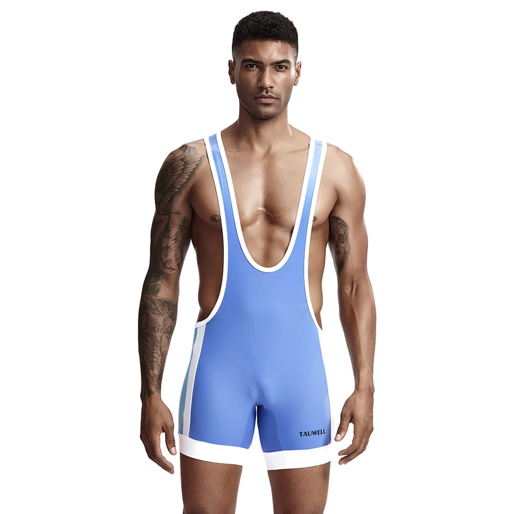 Men's Slim One Piece Bodysuit Shaper Wrestling Singlets Jumpsuits Sexy Underwear Bodywear Sports Bodybuilding Singlets Onesie