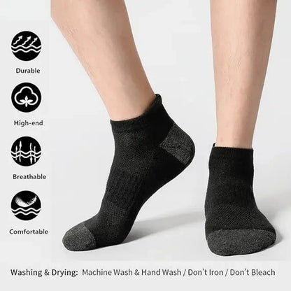 5 Pairs Men Ankle Athletic Running Socks Summer Black White Breathable Low Cut Socks No Show Cotton Soft Casual Short Socks