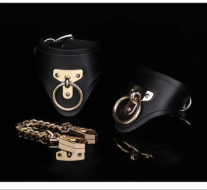 BLACKWOLF Genuine Leather Handcuffs and Anklecuffs Bondage Toys for Couples Bdsm Toy Luxurious Quality for Sex Adult Games