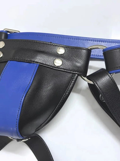 2024 Sexy Lingerie Mens Jockstrap Exotic pants Leather Harness Sexy Lingerie BDSM Bondage Fetish Gays Hombre Stage Nighclubwear