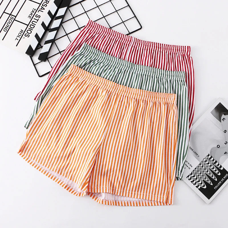 Homewear Men's Arrow Shorts Pants Summer Cotton Loose Panties Man Boxer Shorts Cuecas Youth Striped Breathable Sleepwear Panties