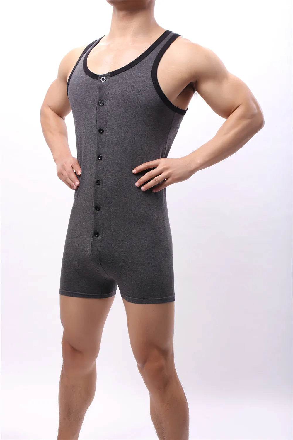 Mens Undershirts Cotton One-Piece Rompers Men Bodysuit Wrestling Singlet Sports Leotard Fitness Jumpsuits Boxer Shorts Underwear