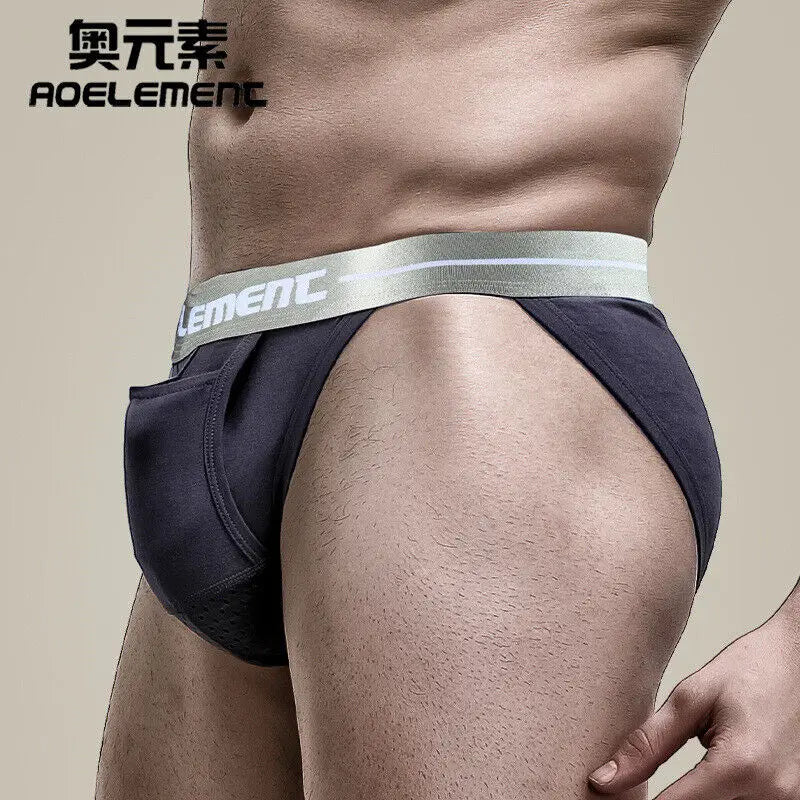 Men's High Leg Briefs Separate Penis Pouch Breathable Scrotum Support Underwear