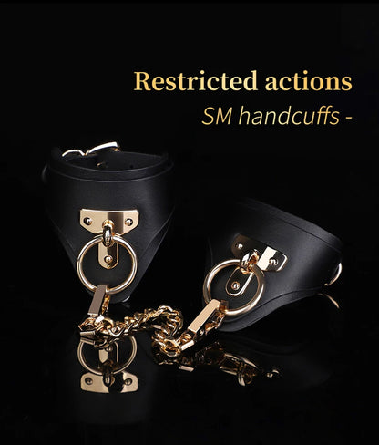 BLACKWOLF Genuine Leather Handcuffs and Anklecuffs Bondage Toys for Couples Bdsm Toy Luxurious Quality for Sex Adult Games