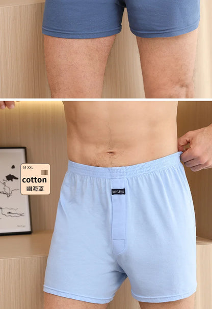 2pcs 100% Cotton Underwear Men Loose Shorts Men's Panties boxer male plus Large big size Comfortable Soft Solid under wear sexy