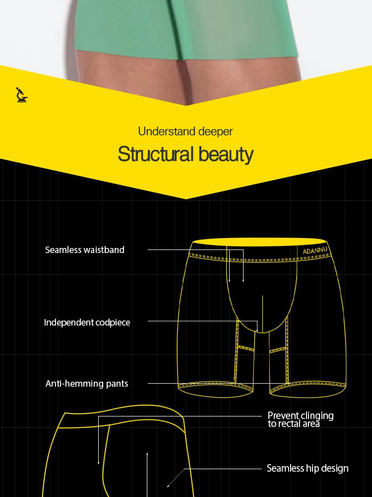 1PCS ADANNU Ice Silk Transparent Boxers For Men See Through Male Underpants Seamless Underwear Ultra-thin Boxer Shorts